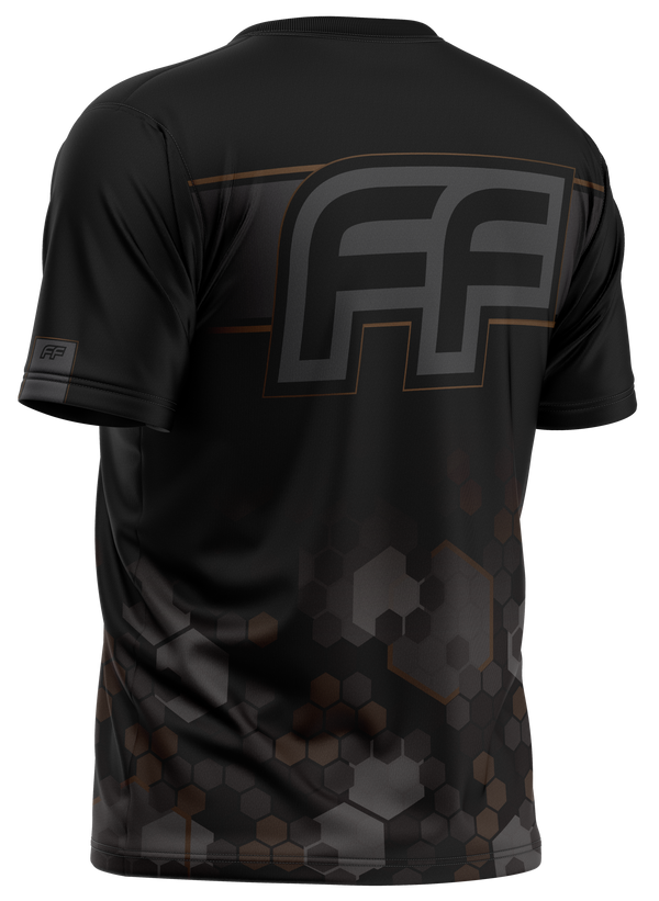 Freeflow Black Brown Stripe Hex Tech Shirt